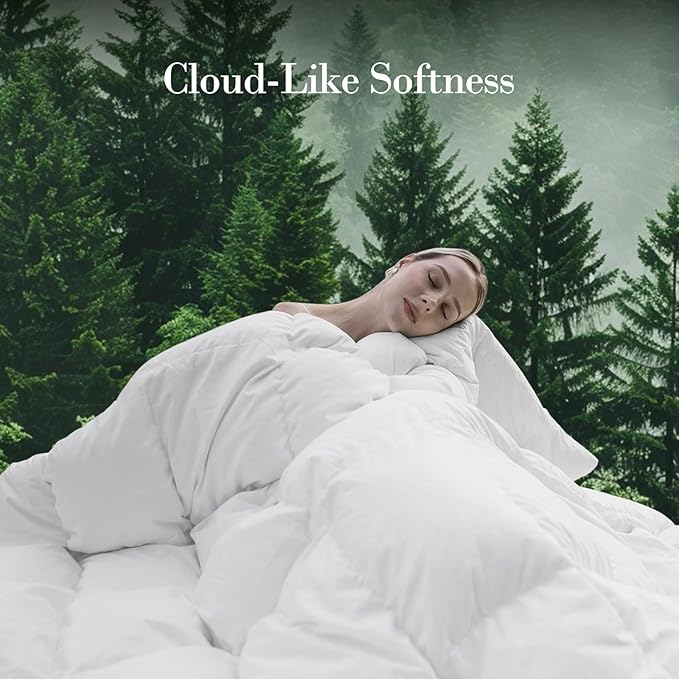 Down Fibers Comforter Oversize King Size,Luxurious All Seasons Hotel Collection Duvet Insert,54 Oz High Bulkiness Medium Warmth,Fluffy & Breathable for Bedroom, Guestroom, Hotel (White,120x98)