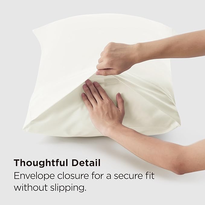 Bedsure Queen Pillow Cases Set of 2 - Ivory Brushed Microfiber Pillowcase 2 Pack, Super Soft Pillowcase, Pillow Case Covers with Envelope Closure, Wrinkle, Fade and Stain Resistant, 20x30 Inches