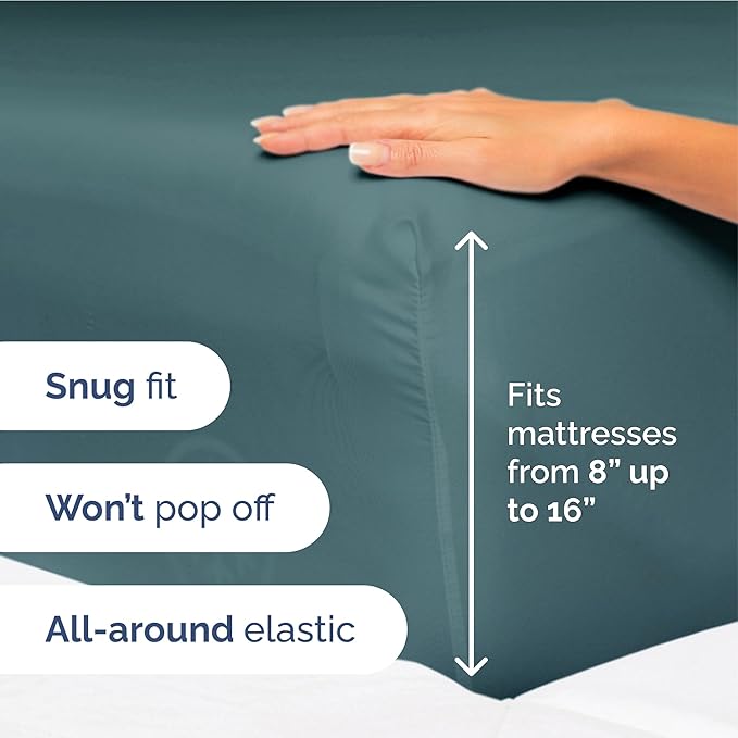 Full Size 4 Piece Sheet Set - Extra Soft, Breathable & Cooling Sheets - Hotel Luxury Durable Bed Sheets for Women & Men - Deep Pockets, Easy-Fit & Wrinkle-Free Sheets - Deep Teal Oeko-Tex Bed Sheets