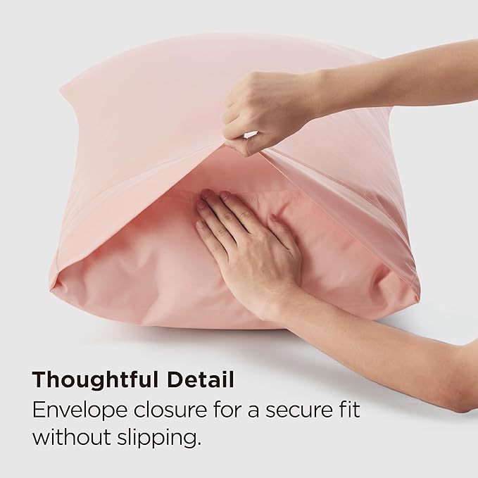 Bedsure King Size Pillow Cases Set of 2 - Pale Blush Brushed Microfiber Pillowcases 2 Pack, Super Soft Pillow Case Cover with Envelope Closure, Wrinkle, Fade and Stain Resistant, 20x36 Inches