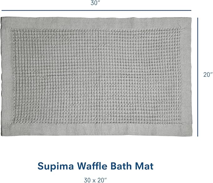 ONSEN Supima Cotton Waffle Bath Mat – Bathroom Rug, Washable Rug, Bathroom Floor Mat – Ultra-Absorbent, Quick-Dry, Soft & Durable Luxury Cotton - Cinder Grey, 20x30 in