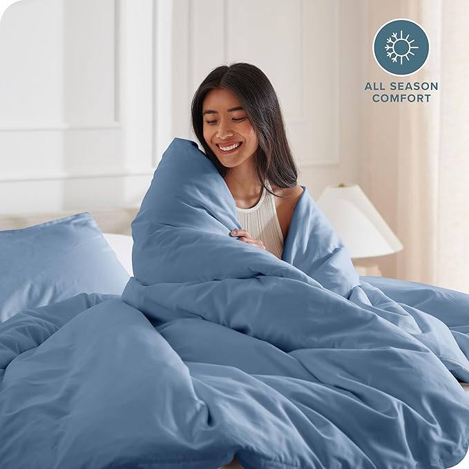 Bare Home Bedding Duvet Cover King Size - Premium 1800 Super Soft Collection - Lightweight, Cooling - Soft Breathable Bedding Duvet Cover (King, Coronet Blue)