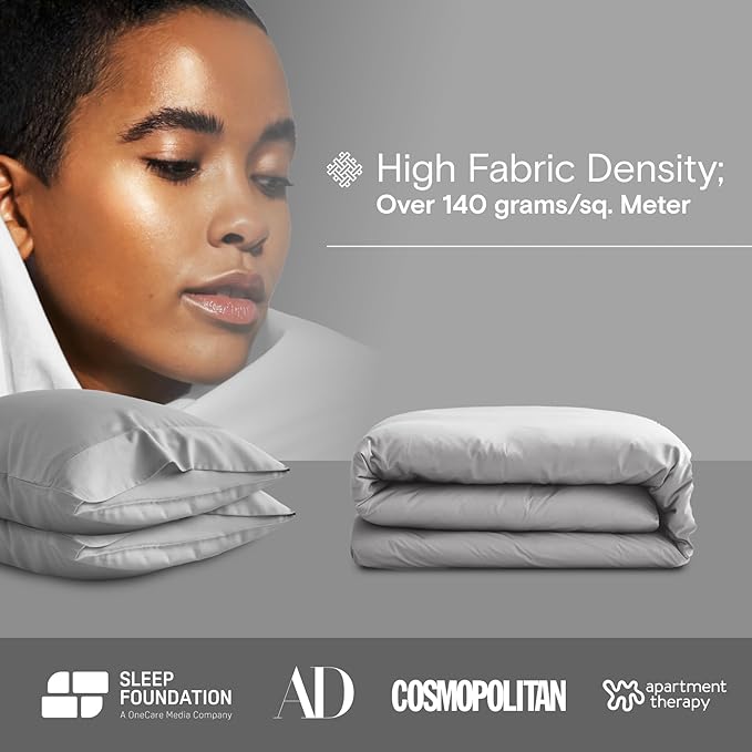 DOZ Duvet Cover Set, 100% Viscose derived from Bamboo, Organically Grown, Buttery Soft, Cooling Duvet Covers, High GSM, 1 Duvet Cover and 2 Pillowcases, 90"x90" (Dove, Full/Queen)
