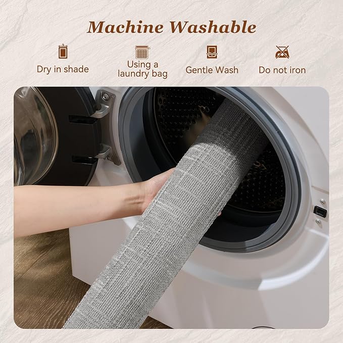 AMOAMI Bath Mat Non Slip Super Absorbent Quick Dry Bath Mats for Bathroom Floor Rubber Backing Washable Bathroom Rugs Modern Woven Jacquard Mat, Beside Tub Bath Rugs, 2' x 5', LightGrey