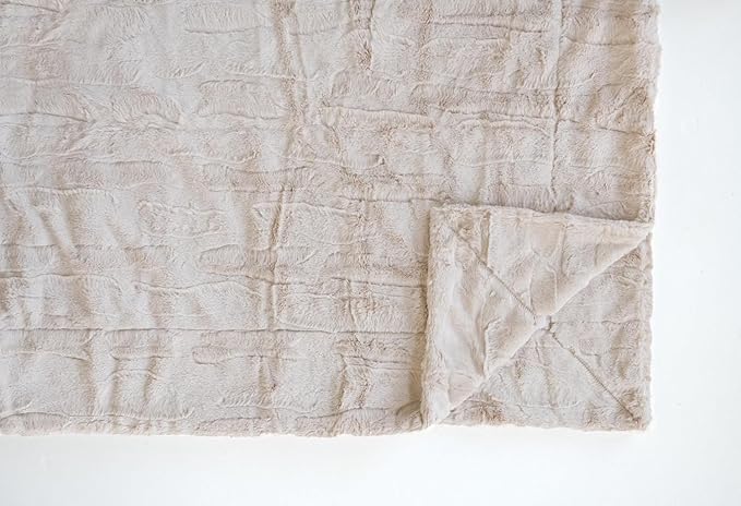 Minky Couture Sorbet Blanket - Ultra-Soft Throw for Silky Smooth Comfort - Premium Decorative Throw - Midweight, Breathable Fabric - Machine Washable Adult, Almond Croissant