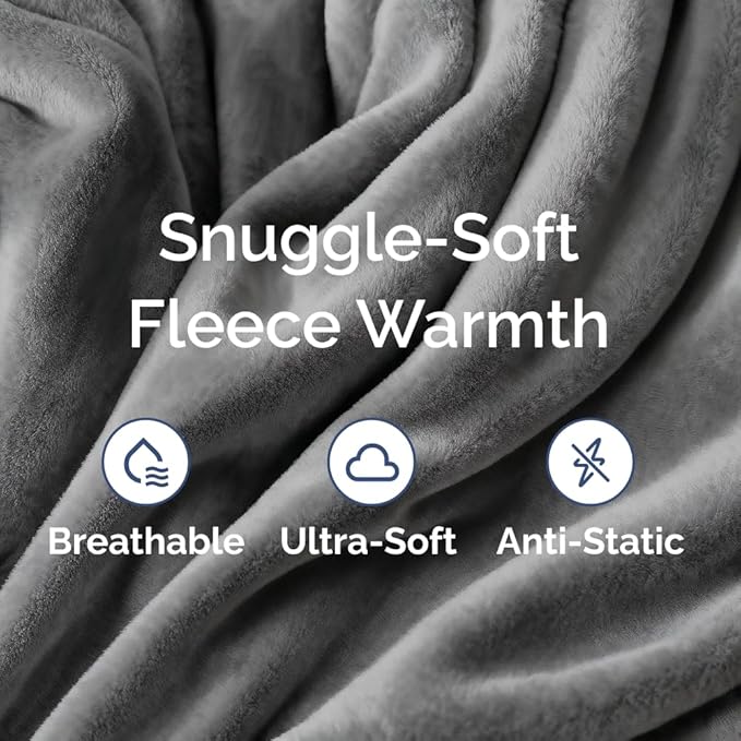Ultra Soft Fleece Blanket Twin Size - Flannel Fleece Luxury Twin Blanket - Lightweight for Couch Bed Chair - Thick, Warm & Breathable - All Season Cozy Fuzzy, Anti-Static Microplush Bedding, Dark Grey