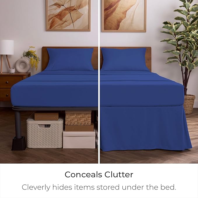 Mellanni Bed Skirt Full Size - Bed Skirting - 15-Inch Tailored Drop Pleated Dust Ruffle - Hotel Luxury Bedding - Wrinkle, Fade, Stain Resistant - 1 Bedskirt (Full, Royal Blue)