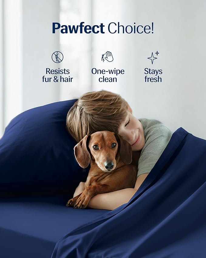 REST® Evercool®+ Cooling Sheet Set, Full Size, Midnight Blue, Breathable Bed Sheets for Hot Sleeper and Night Sweats, with Pillowcases, with Ionic+ Self-Cleaning Silver Yarn for Sensitive Skin, 4PCS