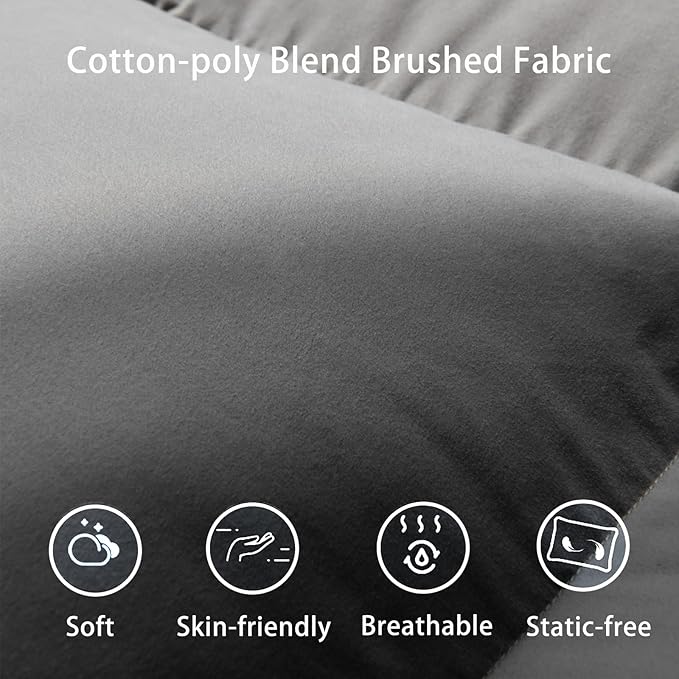 Luxury Down Fiber Comforter Oversized King Size - Fluffy and Cozy Duvet Insert for All Seasons - Medium Warmth Hotel Collection Comforters，Gray(120 X 98”)