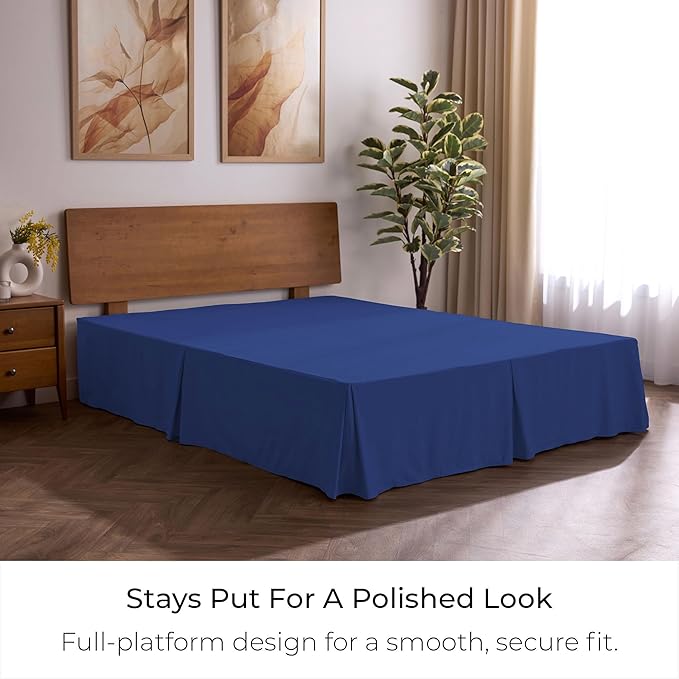 Mellanni Bed Skirt King Size - Bed Skirting - 15-Inch Tailored Drop Pleated Dust Ruffle - Hotel Luxury Bedding - Wrinkle, Fade, Stain Resistant - 1 Bedskirt (King, Royal Blue)