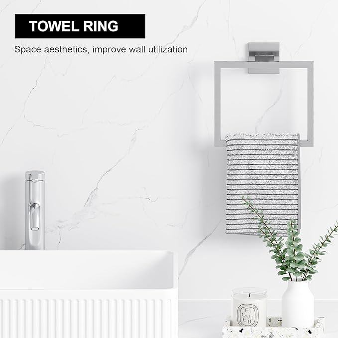 Bathroom Hardware Set Brushed Nickel 10-Pieces Bathroom Towel Rack SUS304 Stainless Steel Bath Towel Bar Set, Towel Racks Wall Mounted.