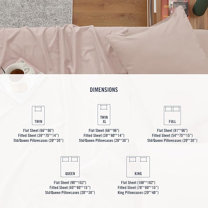 IZOD 100% Egyptian Cotton Sheets Set Full Size, Cotton Percale Crisp Sheet Set 4Pc, Lightweight & Deep Pocket fits Upto 17", Long-Staple Soft Combed, Hotel Style Luxury Bedding Sheet - Blush Rose