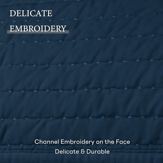 ELEGANT LIFE HOME Velvet Quilt Twin Reversible Royal Cotton Velvet Pic-Stitch Bedding Quilt - Twin - 68'' x 90'', Navy