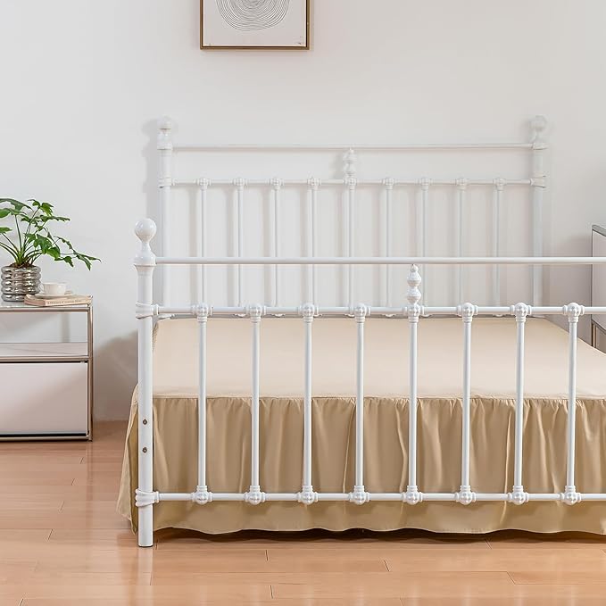 Bed Skirt, Full Size Ruffled Bed Skirt with Split Corners, 12 Inch Drop Dust Ruffle Bed Skirt with Platform, Full -12 Inch, Light Camel
