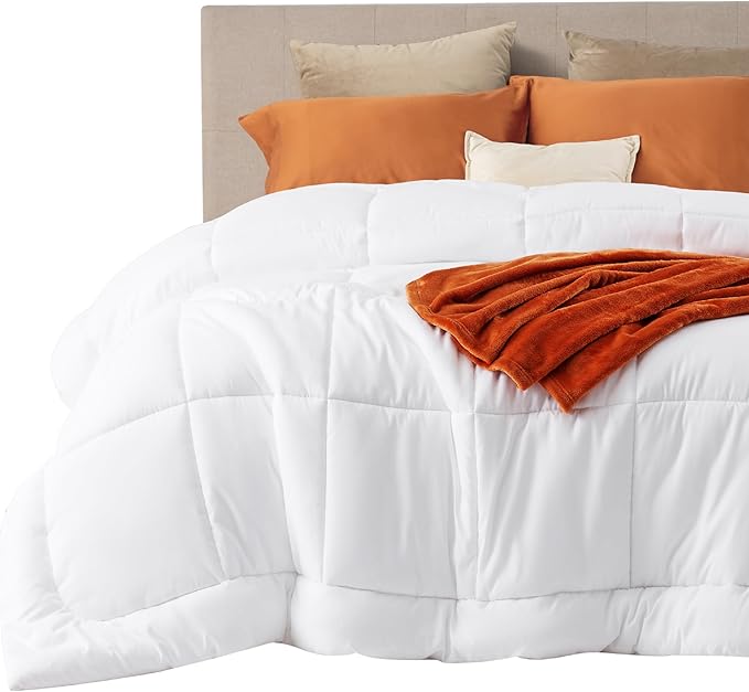 Bedsure Comforter Duvet Insert - Quilted Comforters Cal King Size, All Season Duvet, GentleSoft Down Alternative Bedding, with 8 Tabs, Gifts for Women/Men, White,Alaskan King 130x120 Inches