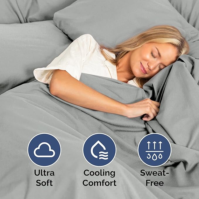 Twin Size 3 Piece Sheet Set - Extra Soft, Breathable And Cooling Sheets - Hotel Luxury Bed Sheets for Women & Men - Deep Pockets, Easy-Fit & Wrinkle-Free Sheets - Light Slate Grey Oeko-Tex Bed Sheets