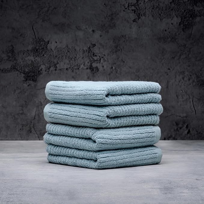 LUXOME Luxury Performance 4-Piece Hand Towel Set | Patented Quick-Dry Tech | Ultra Soft | 16" W x 30" L | Surf