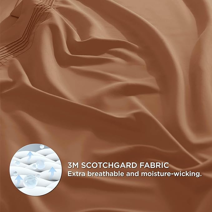 Bedsure Deep Pocket King Sheet Set - Fits Mattresses Up to 21 Inches Thick - 4 Piece GentleSoft Bed Sheets, Moisture Wicking, Soft & Cooling Bedsheet & Pillowcases, Easy & Secure Fit, Burnt Orange