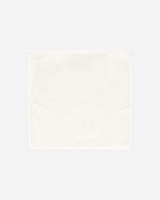 MARIMEKKO Unikko Terry Cotton Washcloth (Ivory) – Floral Patterned Washcloths – 12 in x 12 in