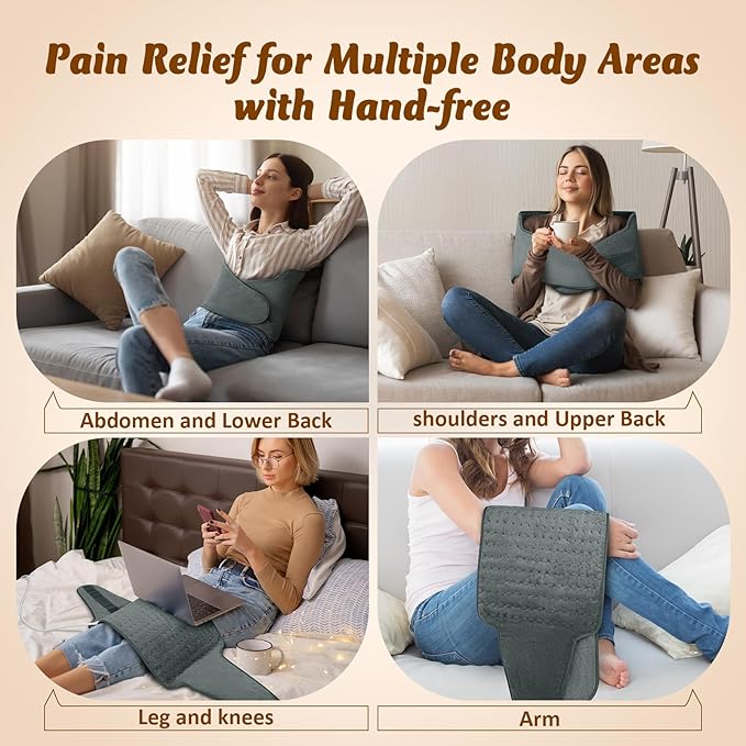 Heating Pad for Back Pain Relief, Wrap Around Heating Pad for Period Cramps, Large Moist Heat Pad for Full Body, Christmas Gifts for Women Men Mom Dad Lady Seniors, Stocking Stuffers for Adults