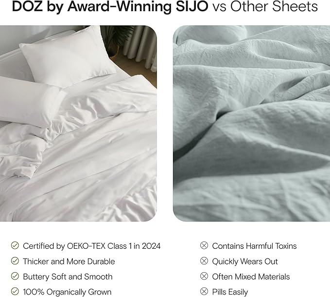 DOZ Duvet Cover Set, 100% Viscose derived from Bamboo, Organically Grown, Buttery Soft, Cooling Duvet Covers, High GSM, 1 Duvet Cover and 2 Pillowcases, 106"x90" (Sage, King/Cal King)