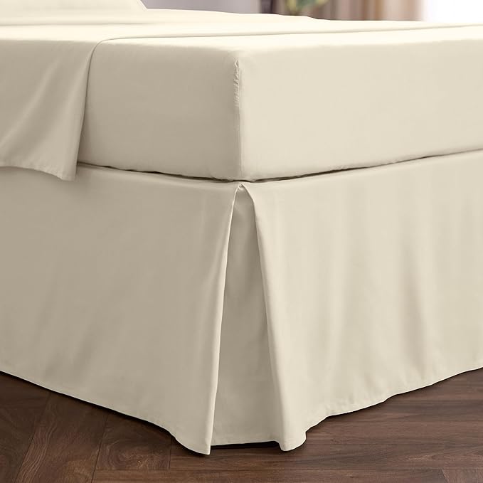 Mellanni Bed Skirt Twin Size - Bed Skirting - 15-Inch Tailored Drop Pleated Dust Ruffle - Hotel Luxury Bedding - Wrinkle, Fade, Stain Resistant - 1 Bedskirt (Twin, Golden Ivory)