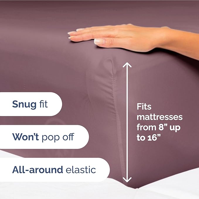Twin XL Size 3 Piece Sheet Set - Extra Soft, Breathable & Cooling Sheets - Hotel Luxury Durable Bed Sheets for Women & Men - Deep Pockets, Easy-Fit & Wrinkle-Free Sheets - Cool Plum Oeko-Tex Sheets