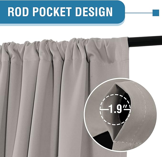 H.VERSAILTEX 100% Blackout Curtains for Bedroom Thermal Insulated Blackout Curtains 108 Inches Long Rod Pocket Window Drapes for Living Room with Black Liner 2 Panels Set, Warm Taupe