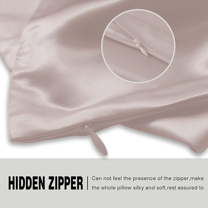 Silk Pillowcase for Hair and Skin,Soft,Breathable and Sliky 100% Standard Size Pillow Cases Set of 2,Both Sides Natural Mulberry Silk Pillowcases with Hidden Zipper(Standard Size 20"X 26",2pcs)