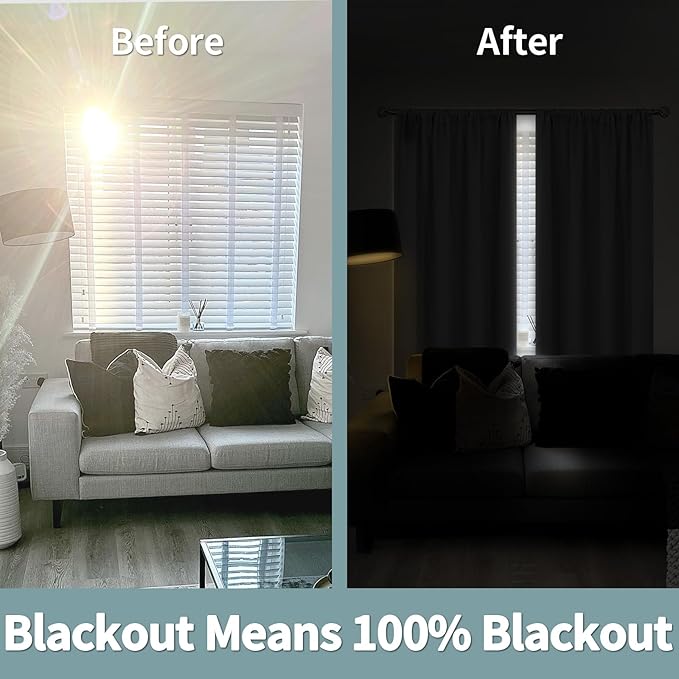 BGment 100% Blackout Curtains for Bedroom 72 Inch Length 2 Panels, Thermal Insulated Room Darkening Curtains Rod Pocket Soundproof Bedroom Living Room Window Curtains, Dove Grey, Each 52 Inch Wide