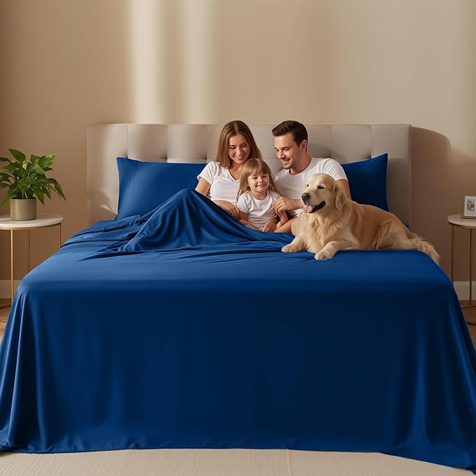 Utopia Bedding Queen Sheet Set – 4 Piece Bed Sheets for Queen Size Bed, Soft and Breathable Microfiber, Includes 1 Fitted Sheet, 1 Flat Sheet and 2 Pillowcases (Dusk Blue)