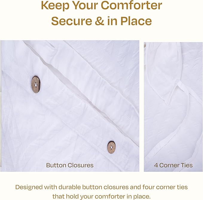 California Design Den Duvet Cover Queen Set - 100% Cotton 3 Piece White Duvet Cover & Sham Set, Soft Textured (92" x 90") - White Geo Matelassé Pattern