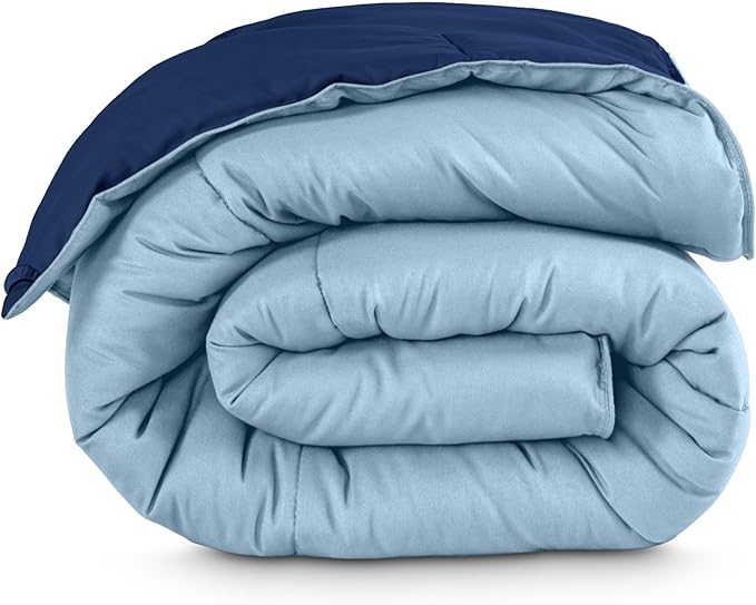Bare Home Twin/Twin Extra Long Comforter - Reversible Colors - Goose Down Alternative - Ultra-Soft - Premium 1800 Series - All Season Warmth - Bedding Comforter (Twin/Twin XL, Dark Blue/Light Blue)