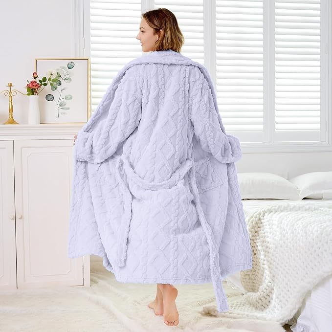 MIZZEO Microfiber Robes for Women, Cozy Soft Warm Plush Women Robe Plush Long Bathrobe