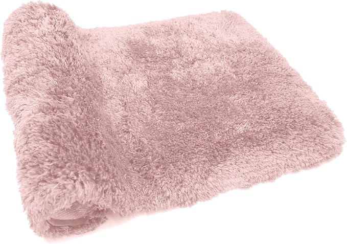 FIFU Bathroom Rugs 17" W x 24" L, Bath Mat for Bathroom, Bedroom, Laundry Room & Kitchen, Non-Slip Rubber Latex Backing, Extra Soft and Absorbent Microfiber Carpet, Machine Washable Rug, Pink