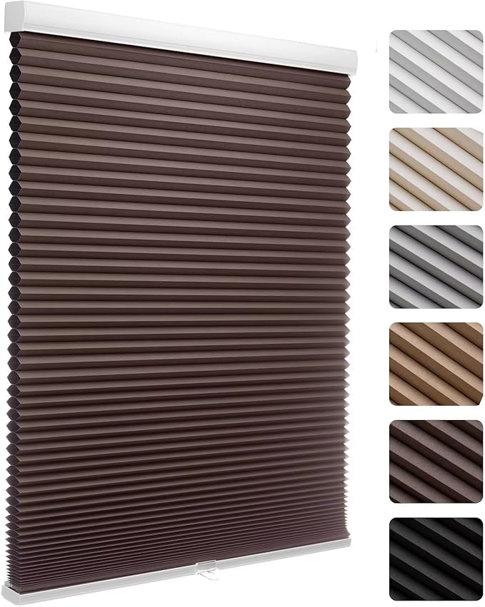 MYshade 1.5-Inch Cellular Cordless Blackout Shades,Thermal Insulating Noise Reducing Waterproof Blinds,Honeycomb Window Treatments for Indoor Light Control (Taupe-20 W x 48" H)