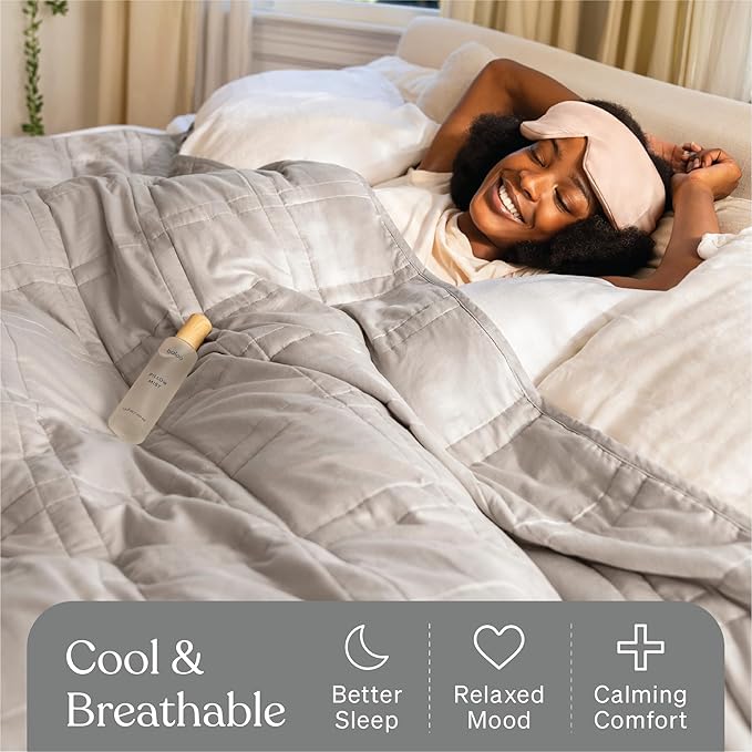 Baloo Weighted Blanket for Adults 20 lb (Silver Sage, 60"x80") | Cool & 100% Cotton | Machine Washable & Dryer Safe | Glass Microbead Fill