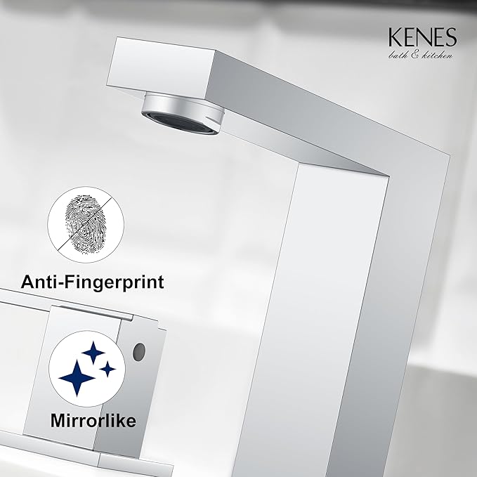 KENES Chrome Widespread Bathroom Faucet Two Handle Bathroom Sink Faucet, 8-Inch 3 Pieces Bathroom Vanity Faucet 3 Hole with Supply Lines, KE-9050-5