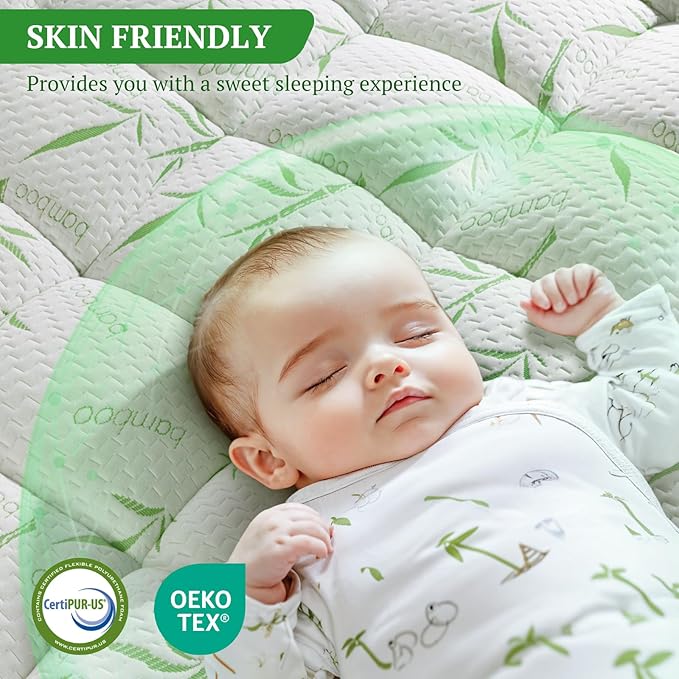 Mattress Topper Full Size,Viscose Made from Bamboo Pillow Top Mattress Topper,1200 GSM Cooling Mattress Pad,2In Extra Thick Pillow Top for Back Pain with 8"-18" Deep Pocket(54"x75")