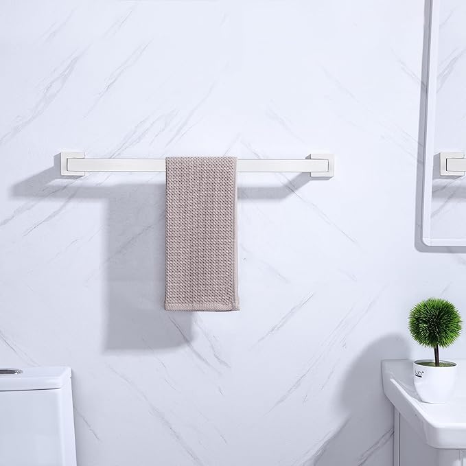 LANC 16-Inche Hand Towel Bars for Bathroom Wall Mounted, Total-18 Brushed Nickel Bath Towel Racks Stainless Steel Towel Rods for Toilet Kitchen Towel Holder Towel Hanger, A8804BN-4P1