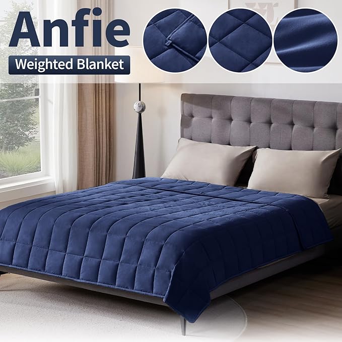 Weighted Blanket Queen/King Size (80"x87" 20lbs),Ultra Soft and Cozy Cooling Weighted Blanket for Adult,Heavy Blanket with Machine Washable Soft Blanket, Blue