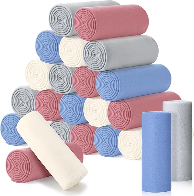 Shimeyao 24 Packs Fleece Throw Blanket Soft Warm Lightweight Fleece Blanket Cozy Throw Bulk for Bed Couch Sofa Home Office Wedding Gifts Suitable for Seasons, 50 x 60 Inches(Elegant Color)