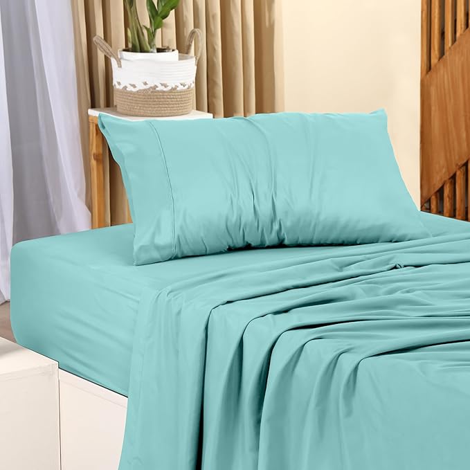 Utopia Bedding Twin Bed Sheets Set - 3 Piece Bedding - Brushed Microfiber - Shrinkage and Fade Resistant - Easy Care (Twin, Spa Blue)