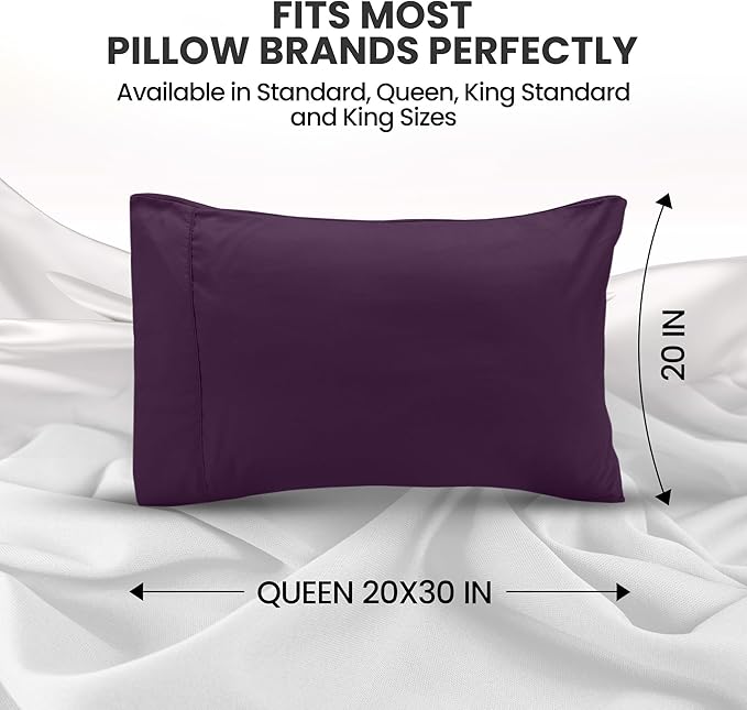 Pillow Covers by Utopia Bedding - Queen Size 2-Pack – Soft Brushed Microfiber – Perfect for Hospitals, Hotels, Guest Rooms – Oeko-TEX Certified, 20x30 Inches (Dark Purple)