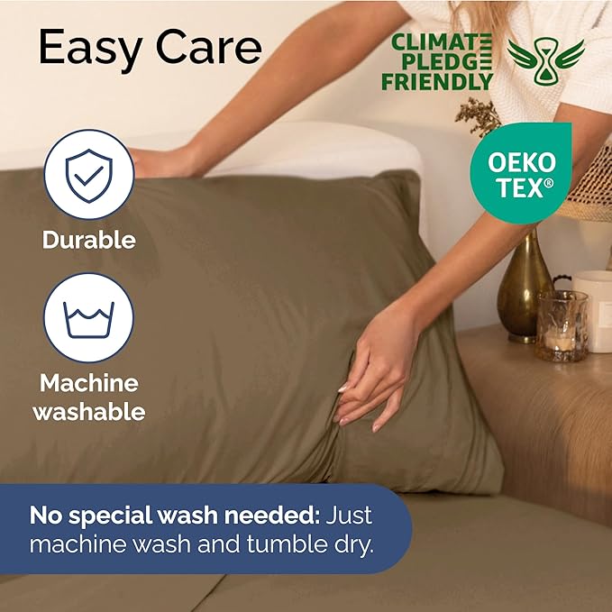 Queen Size 4-Piece Sheet Set - Extra Soft, Breathable & Cooling - Hotel Luxury Durable Bed Sheets - Deep Pockets, Easy-Fit & Wrinkle-Free - Neutral Brown Oeko-Tex