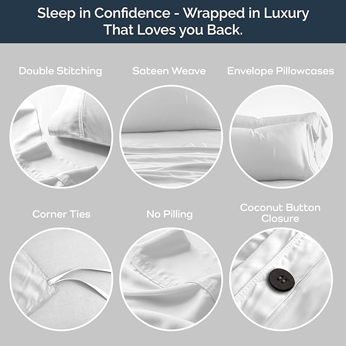 Olive + Crate Tencel Eucalyptus Cooling Duvet Cover Set - Hypoallergenic, Lyocell Tencel Duvet Cover - Soft, Temperature Regulating with Hidden Button Closure & Corner Ties - Twin XL [White Snow]