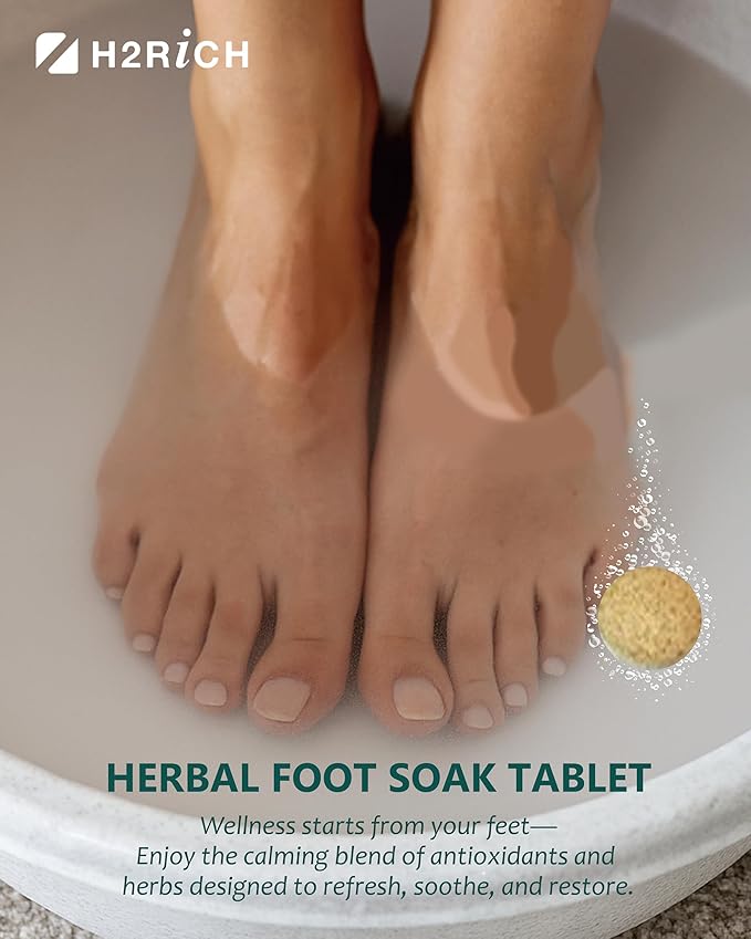 Hydrogen Foot Soak Effervescent Tablets 3 Pack | Ginger & Mugwort Herb Foot Bath, Relaxing Spa Pedicure Care | Improves Circulation, Soothes Tired Feet, Softens Calluses, Controls Odor