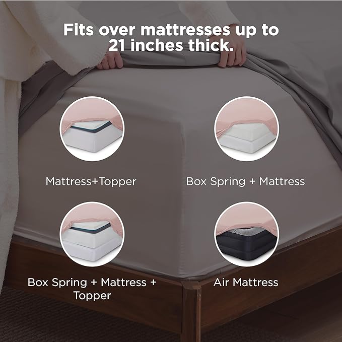 Bedsure Deep Pocket King Sheet Set - Fits Mattresses Up to 21 Inches Thick - 4 Piece GentleSoft Bed Sheets, Moisture Wicking, Soft & Cooling Bedsheet & Pillowcases, Easy & Secure Fit, Dusty Pink