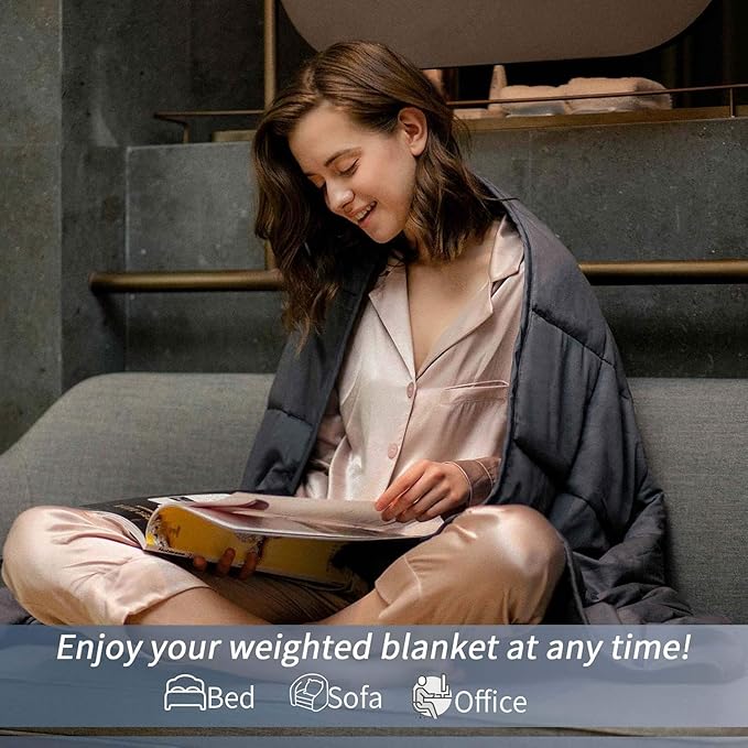 Smart Queen Weighted Blanket for Adults,(48"x72",15lbs Grey) Full Size Soft Cooling Heavy Blanket for Sleeping, Breathable Blanket with Glass Beads Perfect for 120-160 lbs,All Season,Machine Washable