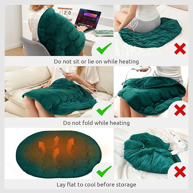 Drewin Weighted Heating Pad 5 lbs for Pain Relief, 24" x 29" Velvet-Soft Warm Heated Pads for Knee Shoulders Versatile Use with Auto Shut Off, Machine Washable Weighted Lap Blanket, Dark Green